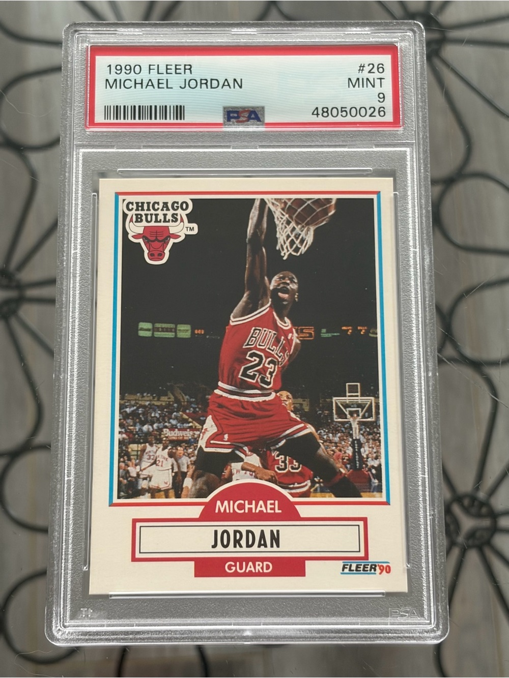 Michael Jordan Fleer 1990 Chicago Bulls Basketball ERROR Card Graded PSA 9